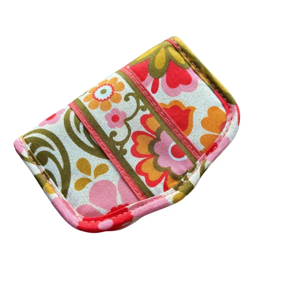 Vera Bradley unique magnetic card wallet pink & green floral print magnet close - Picture 1 of 7